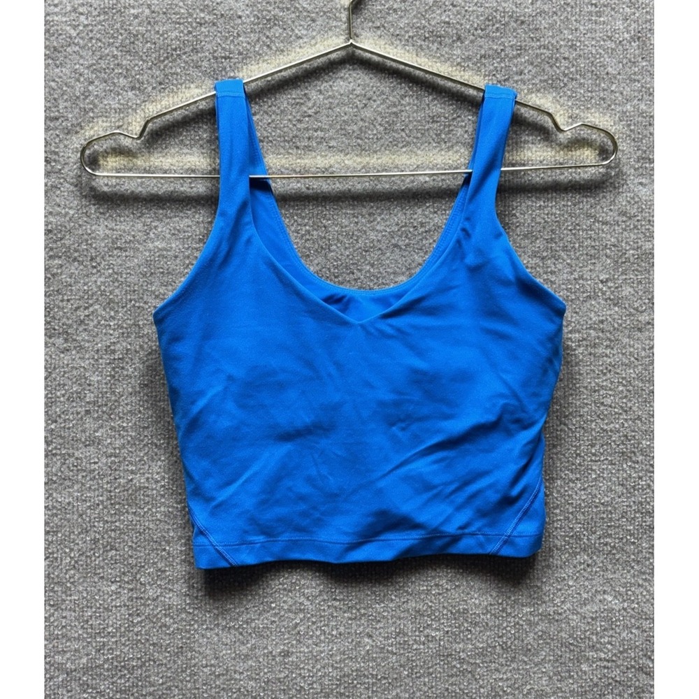 Lululemon Align Crop Tank Top Womens 6 Poolside Blue Padded Athleisure EUC Yoga